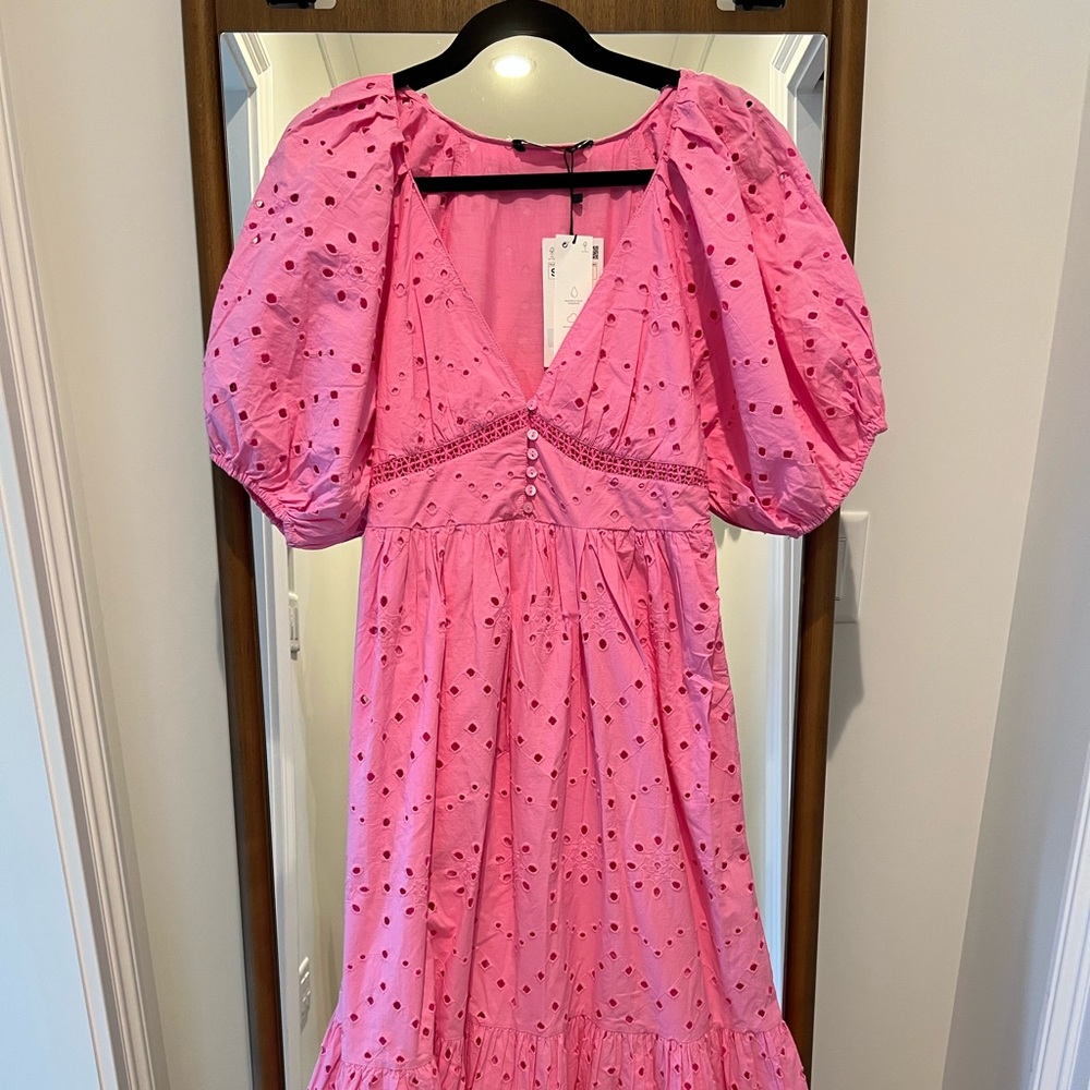 NEW with tags Zara dress, open work embroidered, size small